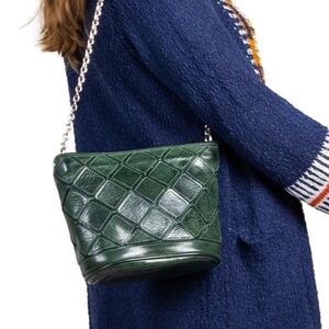 Old Trend Leather Green Bag With Adjustable Crossbody Chain purse